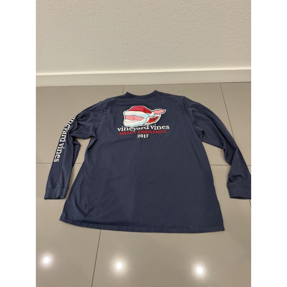 VINEYARD VINES Men's Whale  Christmas Long Sleeve Pocket T-Shirt 2XL